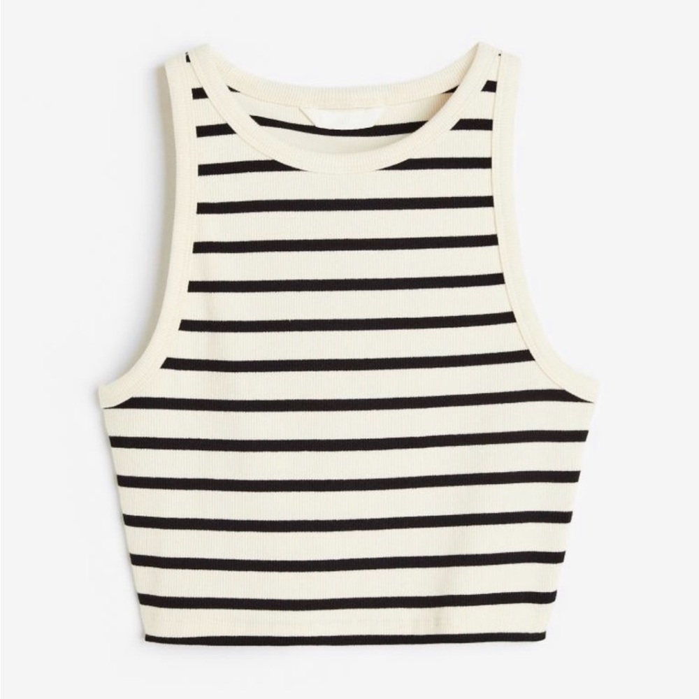 H&M Ribbed Striped Crop Top Tank - Picture 6 of 16